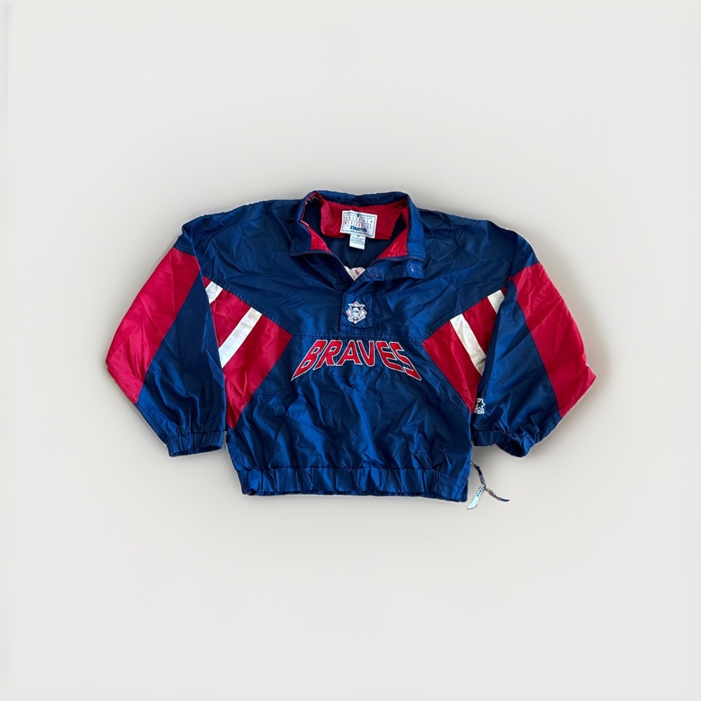 Atlanta Braves Jacket Youth M Pullover Windbreaker Starter Vintage 90s MLB